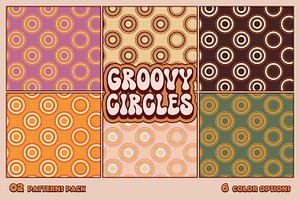 6 Groovy Circles Seamless Patterns