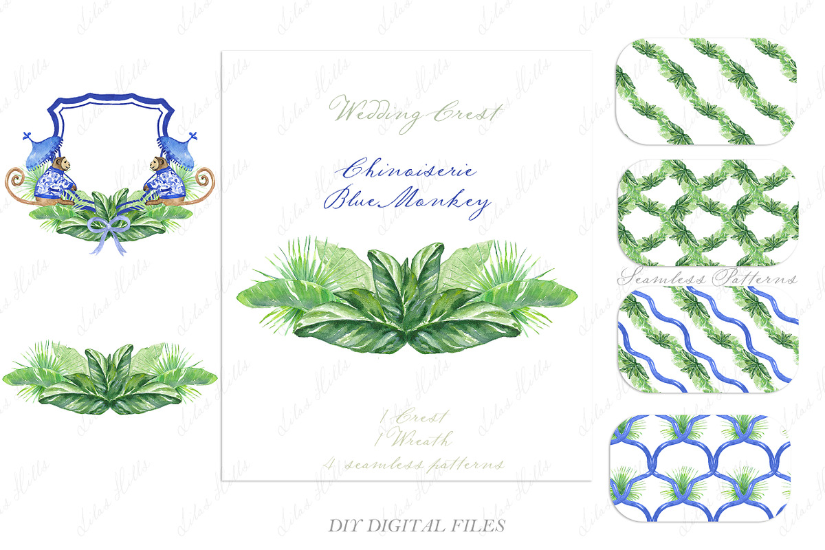 Chinoiserie Blue Monkey Wedding DIY, an Illustration by LABFcreations (Photo 2 of 4)