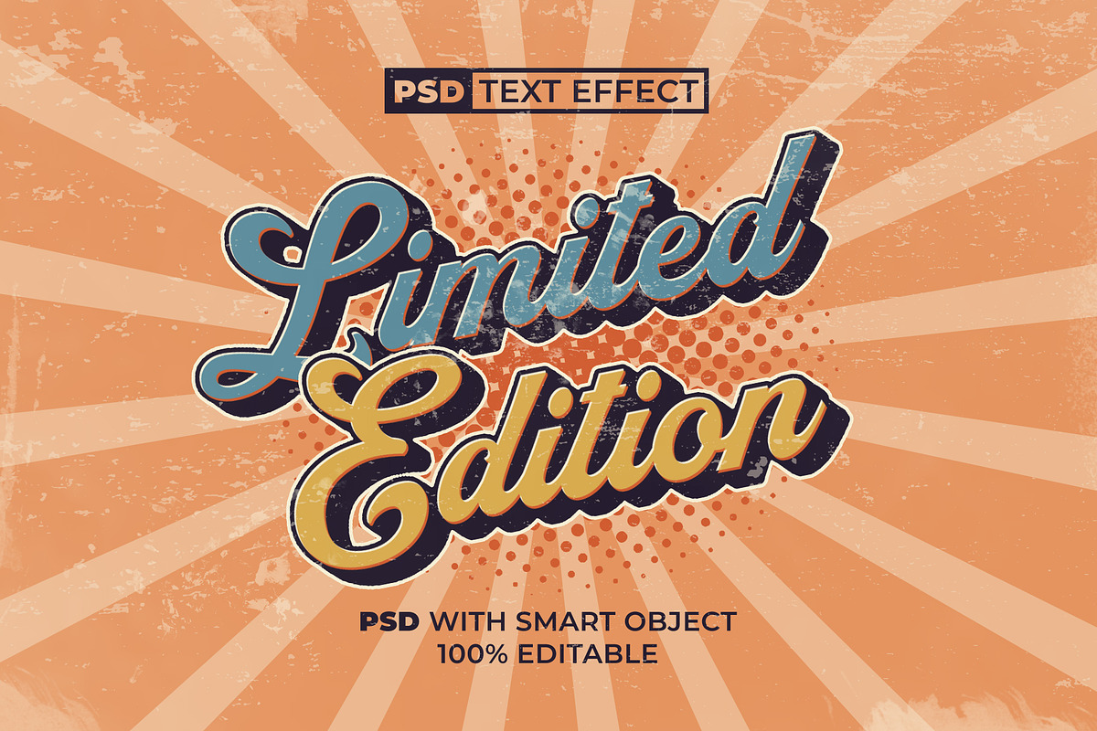 PSD Vintage Text Effect Retro Style, a Layer Style Add-On by Mockmenot (Photo 1 of 2)