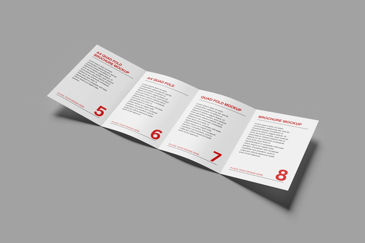 A4 Quad fold Brochure Mockup, an Advertising Mockup by AndikaGraphic (Photo 3 of 6)
