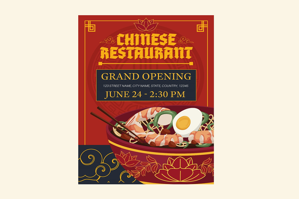 Opening Chinese Restaurant Flyer, a Templates & Theme by studiogstock (Photo 2 of 3)