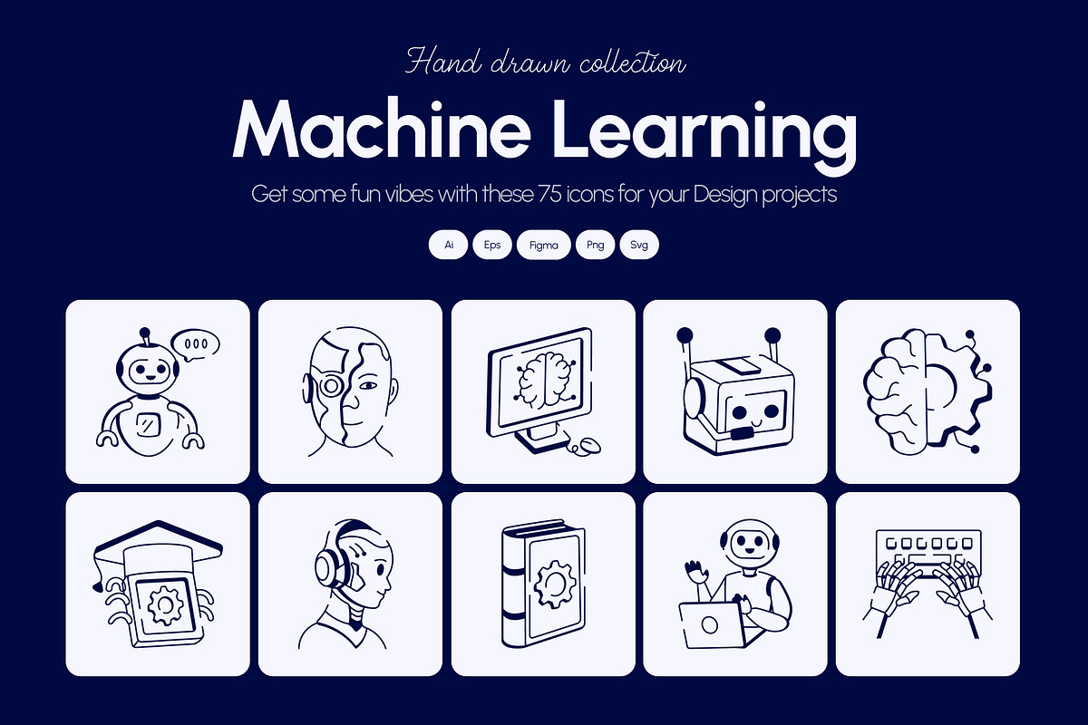 Machine Learning Doodle Icon Set, an Outline Icon by Vectors Market (Photo 1 of 8)