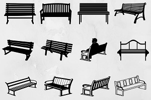 Bench Silhouette SVG, an Object Illustration by newminddesign