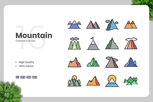 Mountain Colored Icons, an Icon by Upnowgraphic
