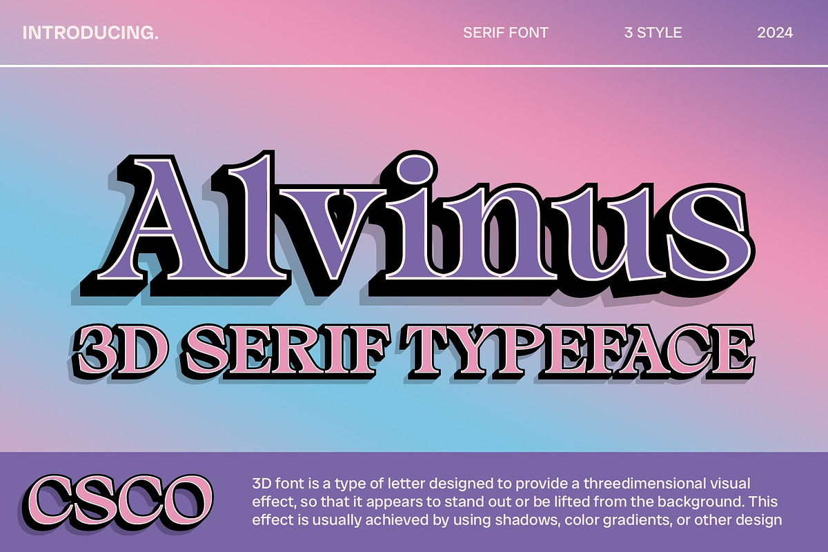 Alvinus 3D, a Serif Font by Craft Supply Co. (Photo 1 of 8)