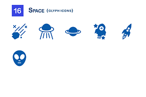 16 Space Glyph Icons