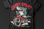 Shark Rider T-Shirt design, a Graphic by Urbanshop (Thumbnail 1 of 4)