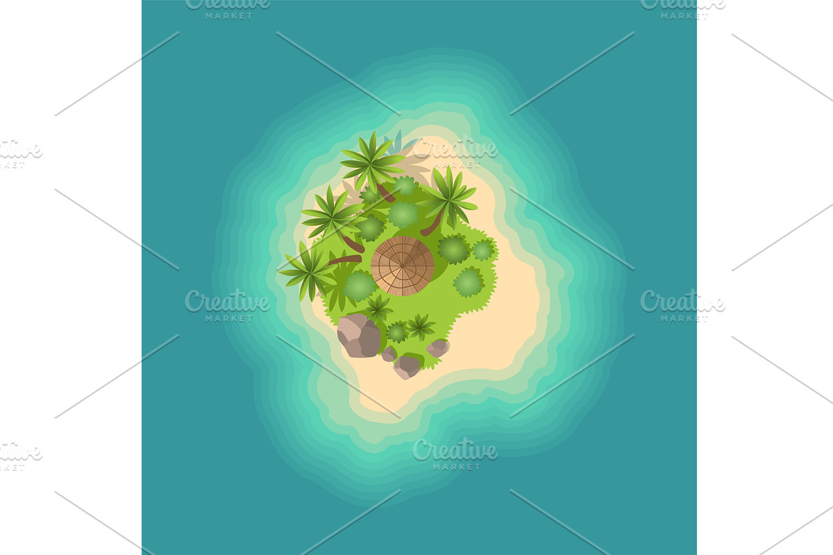 Top view island. View from a height, an Illustration by the8monkey
