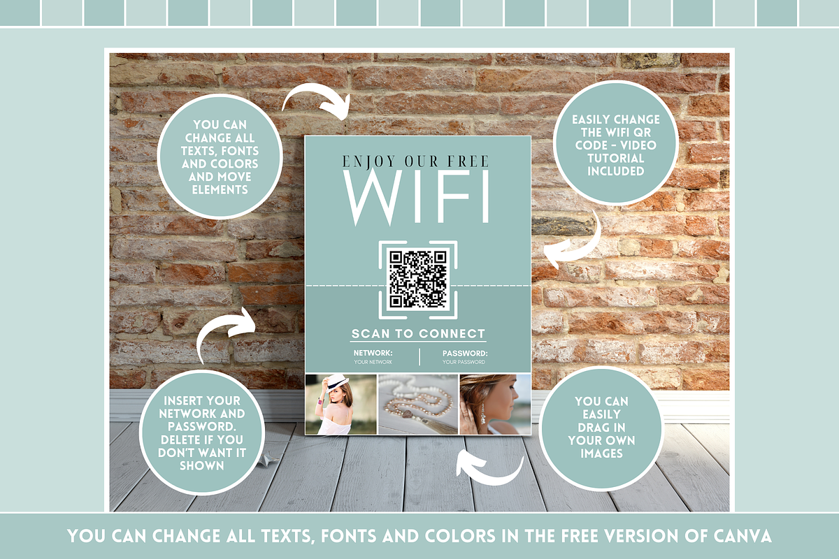 WiFi QR Code Sign - Green, a Marketing Template by SunshineStudioBoutique (Photo 6 of 10)