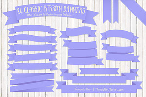 Periwinkle Ribbon Banner Clipart, an Illustration by Amanda Ilkov