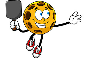 Pickleball Mascot Jumping, an Illustration by HitToon