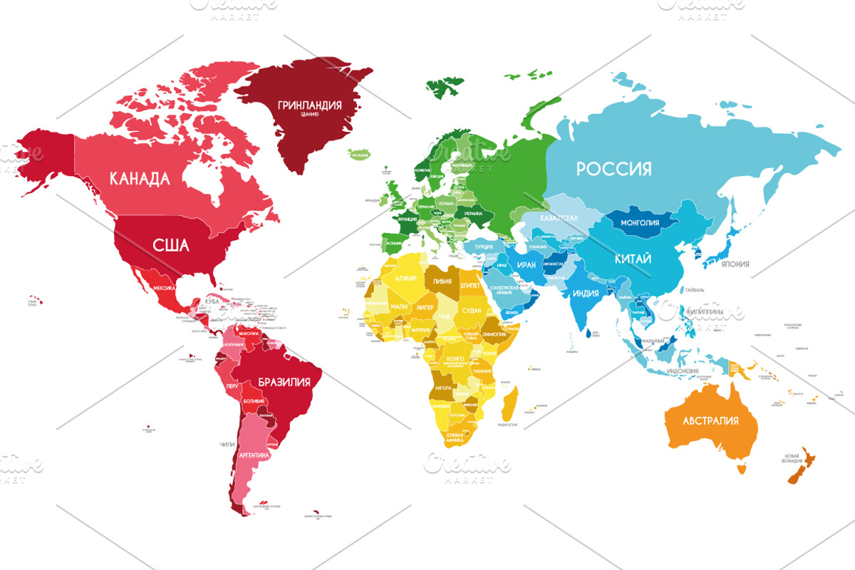 8x Colorful World Maps by Continents, an Education Illustration by asantosg (Photo 5 of 8)