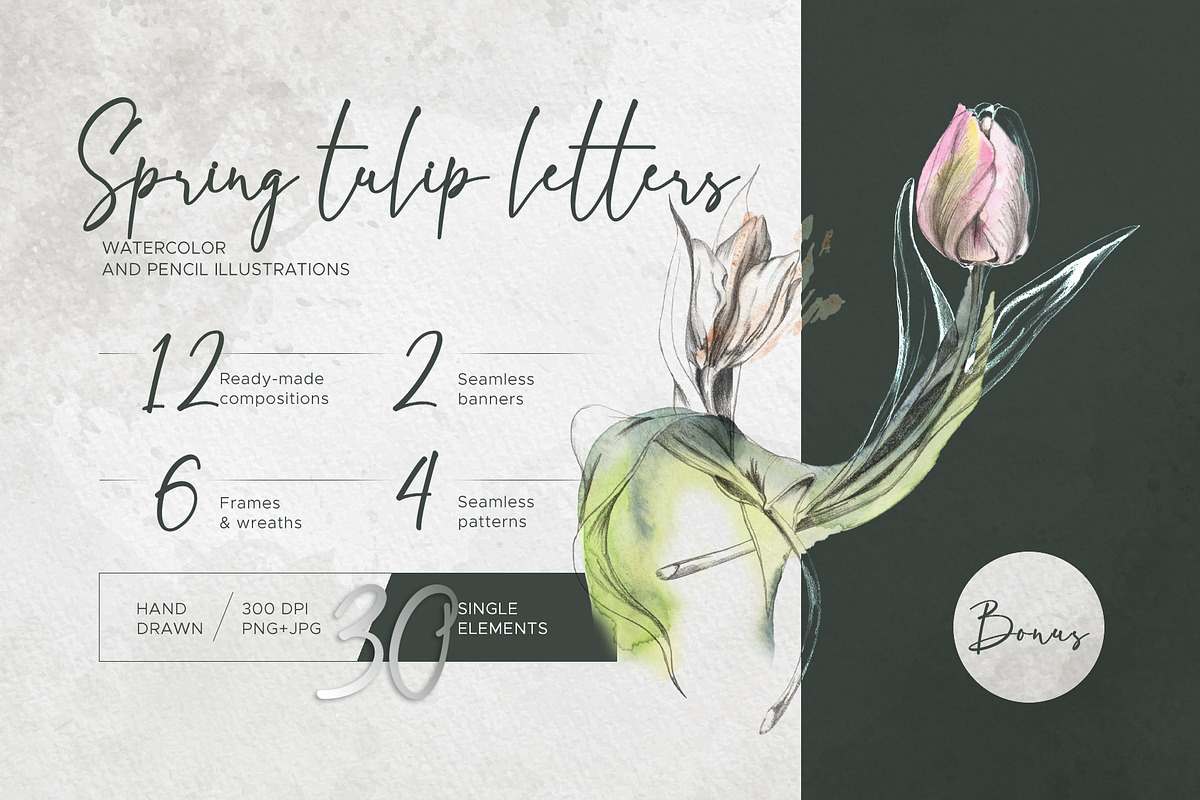 Spring tulip letters, an Object Illustration by MsFlaffy (Photo 1 of 14)