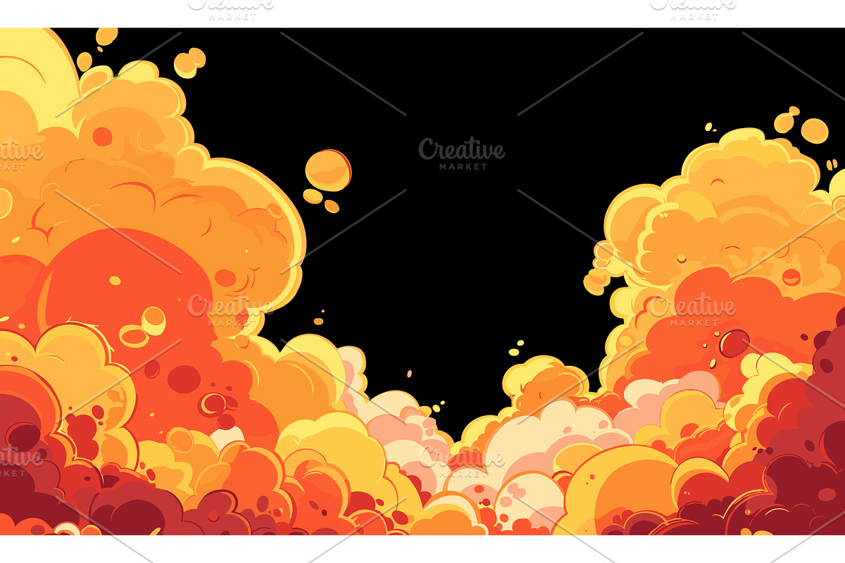 Vibrant Cartoon Explosion Clouds, an Illustration by piter.goskov