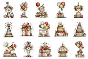 Whimsical Birthday Clipart Birthday, an Illustration by designcity5 (Thumbnail 3 of 5)