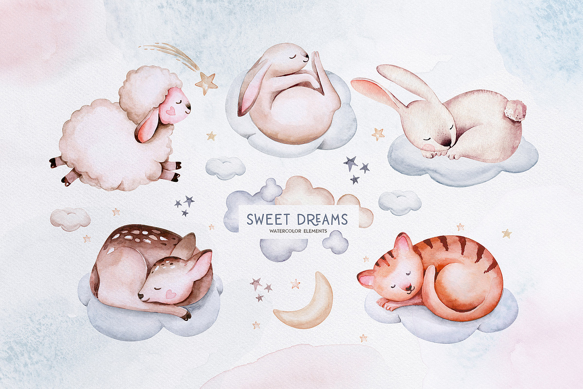Sweet dreams watercolor collection, an Animal Illustration by Peace ART (Photo 3 of 17)
