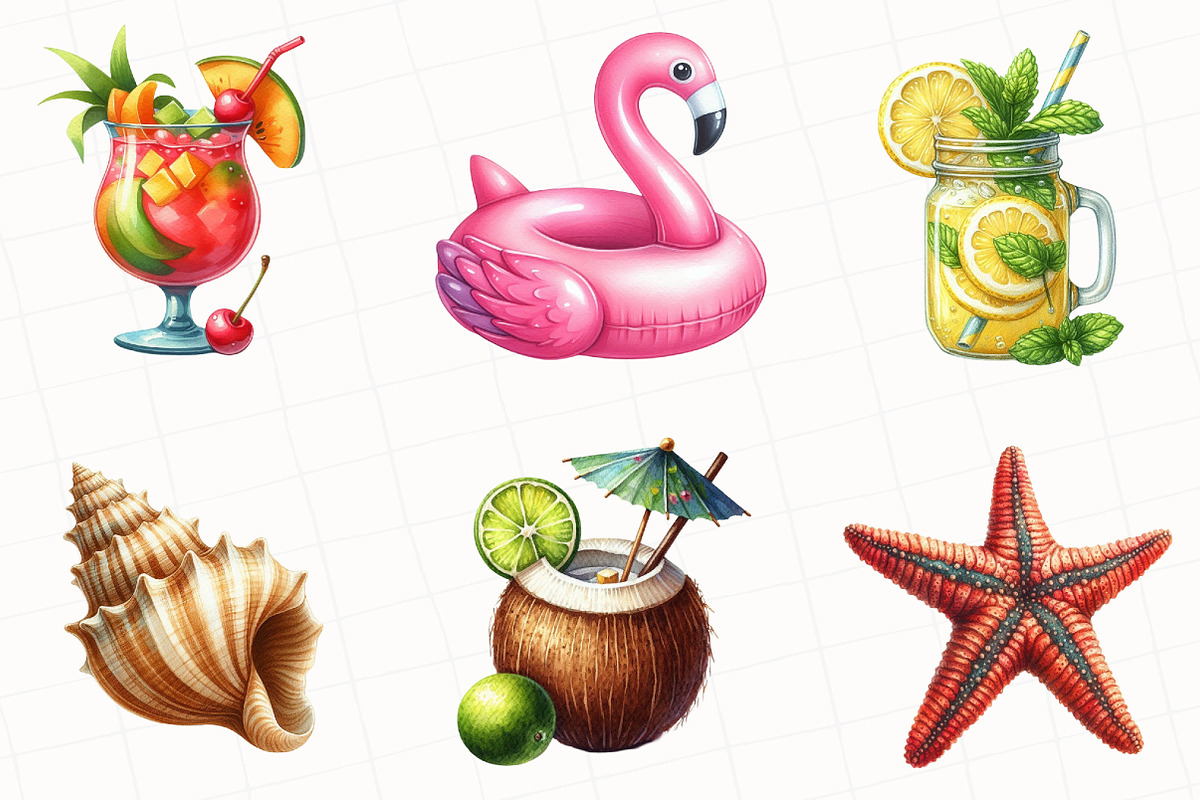 Beach Summer Paradise Clipart, an Illustration by OK Design (Photo 3 of 5)