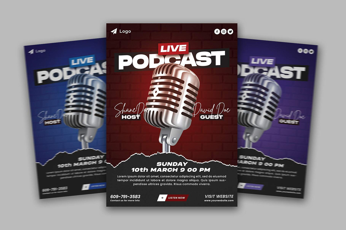 Podcast Talk Show Flyer Template, a Flyer Template by Saman Osama (Photo 1 of 4)