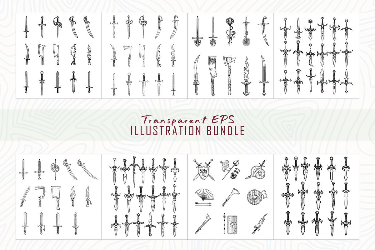 Primitive sword line art bundle, an Object Illustration by Sofia's Fashion (Photo 2 of 4)