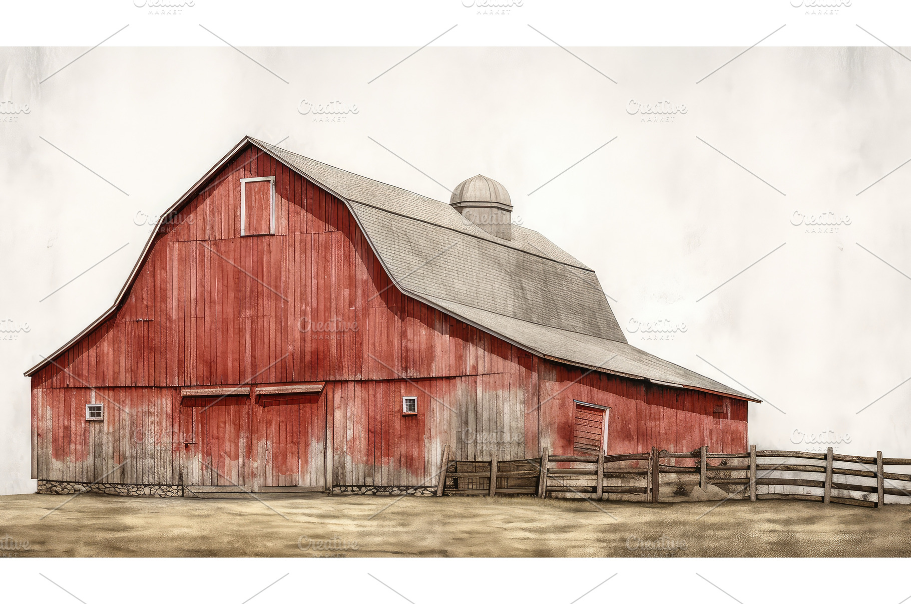 sketch barn drawing ai generated, an Architecture Photo by pikepicture