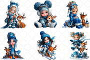 Winter Girl And Reindeer Clipart, an Illustration by Black Bird Studio (Thumbnail 5 of 6)