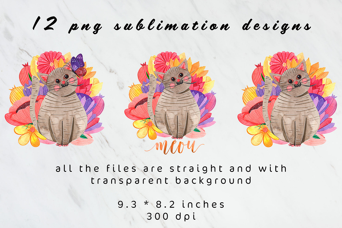 Flower cat tumbler wrap, an Object Graphic by AnastasiaWatercolor (Photo 6 of 8)