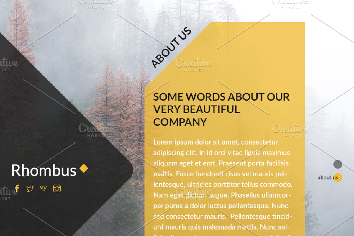 Rhombus Coming Soon PSD Template, a Websites & App Template by Viktor (Photo 6 of 8)