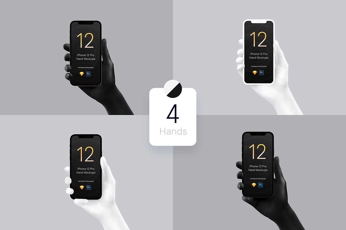 Unicolor & B/W Hands BUNDLE iPhone, an iPhone Mockup by Pierre Borodin (Photo 3 of 10)