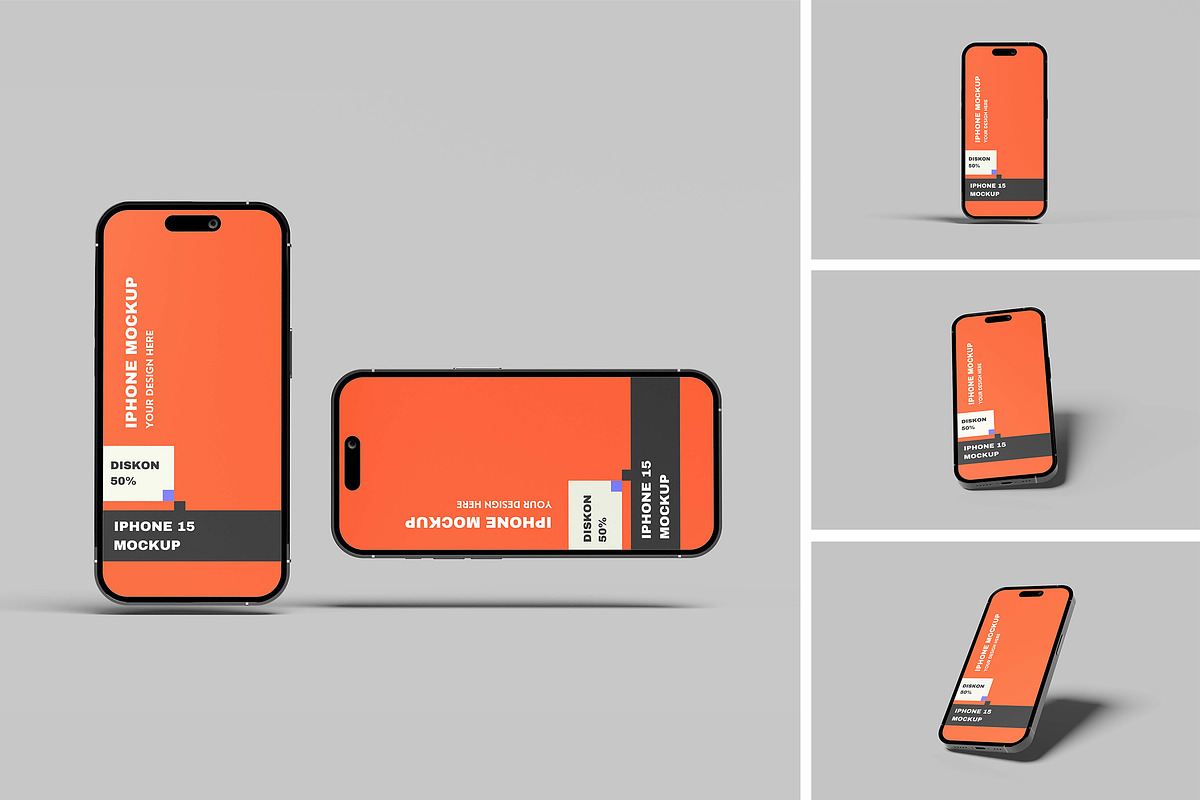 iPhone 15 Mockup, an iPhone Mockup by seramoe (Photo 1 of 5)