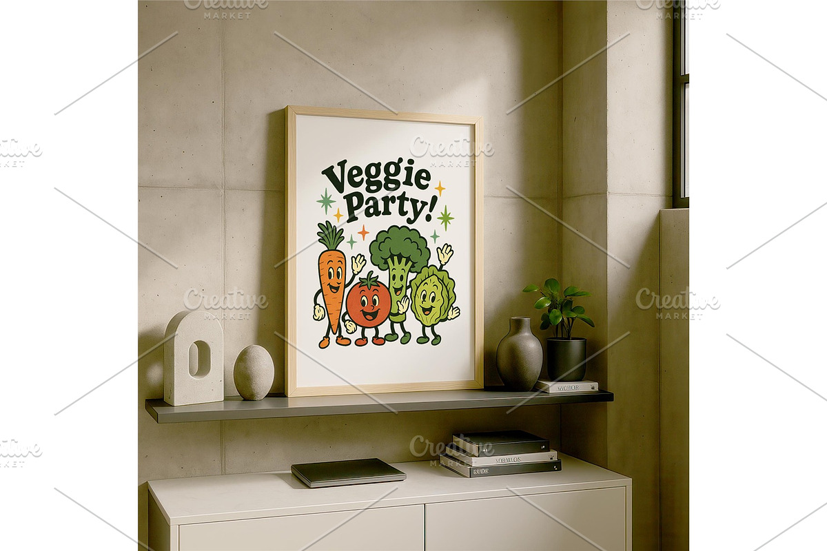 Veggie Party Wall Art Cute Retro, a Background Graphic by LaseredNinja (Photo 7 of 7)