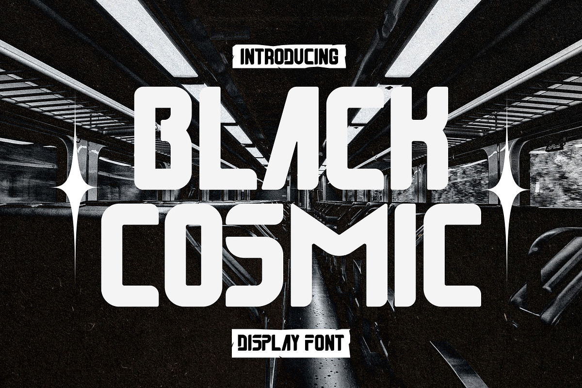 Black Cosmic Futuristic Y2k Display, a Sans Serif Font by dansdesign (Photo 1 of 9)