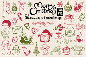 Merry Christmas Clipart Bundle, a Seasonal Illustration by LemonDesign