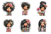 Spring Black Woman Clipart, an Illustration by CreationArt (Thumbnail 5 of 7)