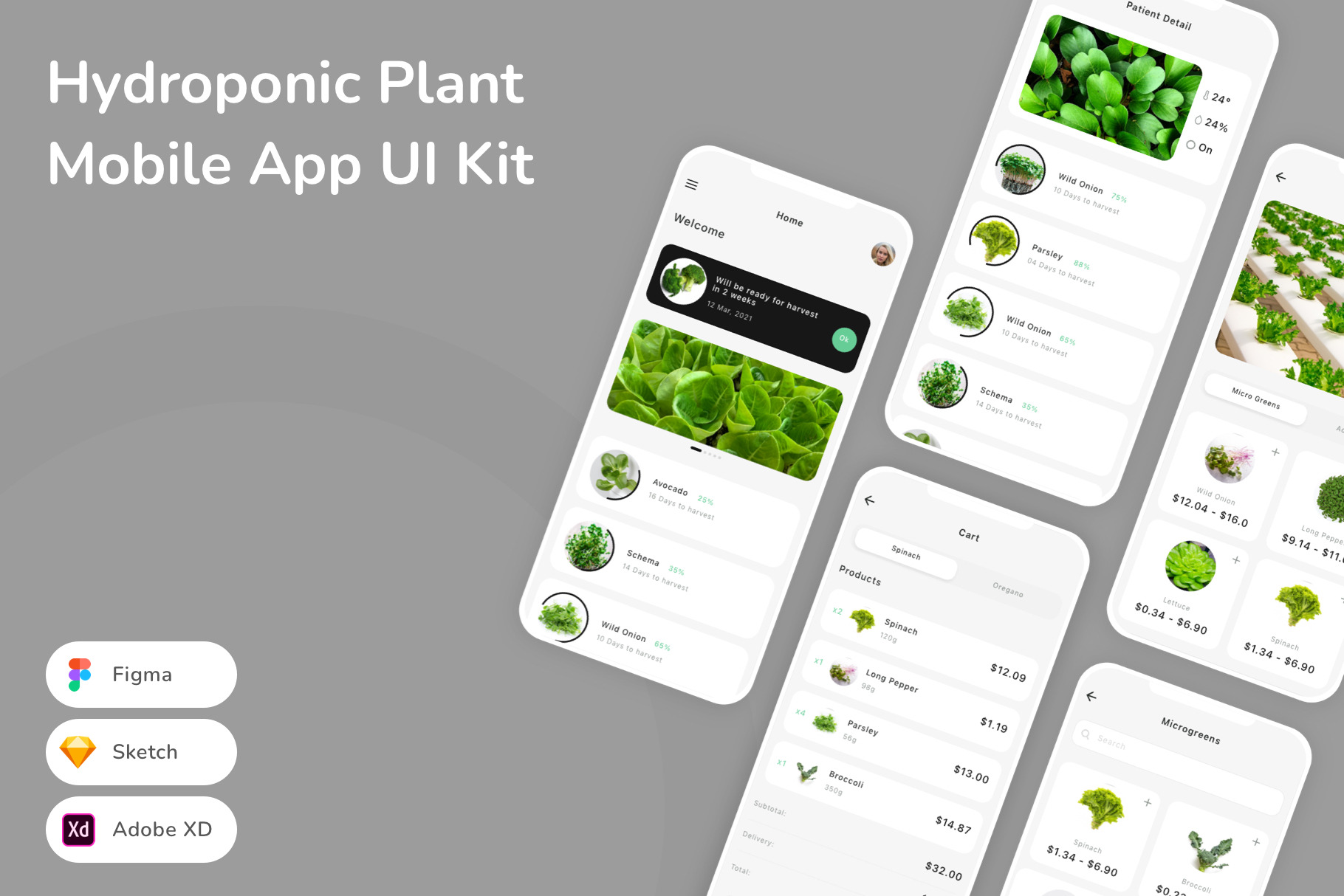 Hydroponic Plant Mobile App UI Kit, an UI Kit Template by Betush