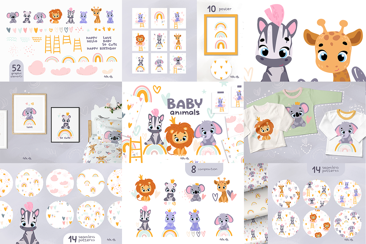 KIDS BUNDLE, an Animal Illustration by tata_ota (Photo 3 of 7)