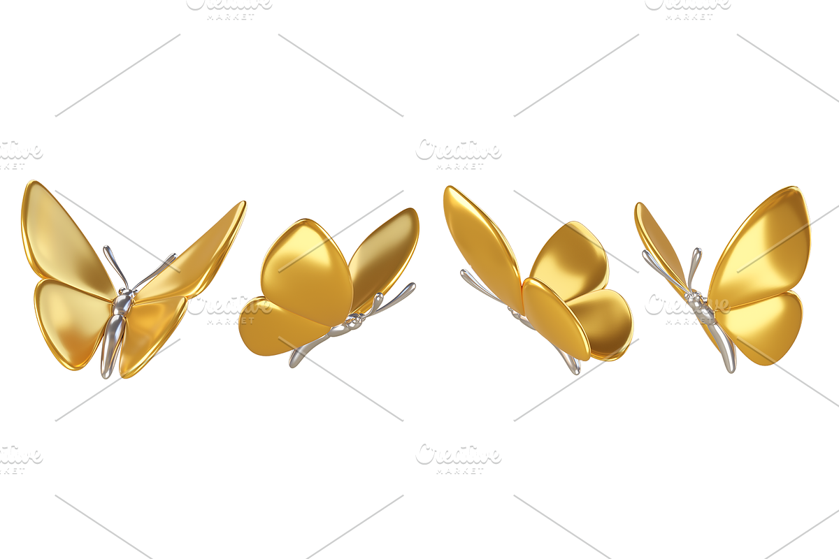 Cute 3D golden Butterflies icons, an Animal 3D Model by Hannet (Photo 1 of 5)