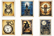 Vintage Halloween Postage Stamp PNG, an Illustration by OK Design (Thumbnail 5 of 5)