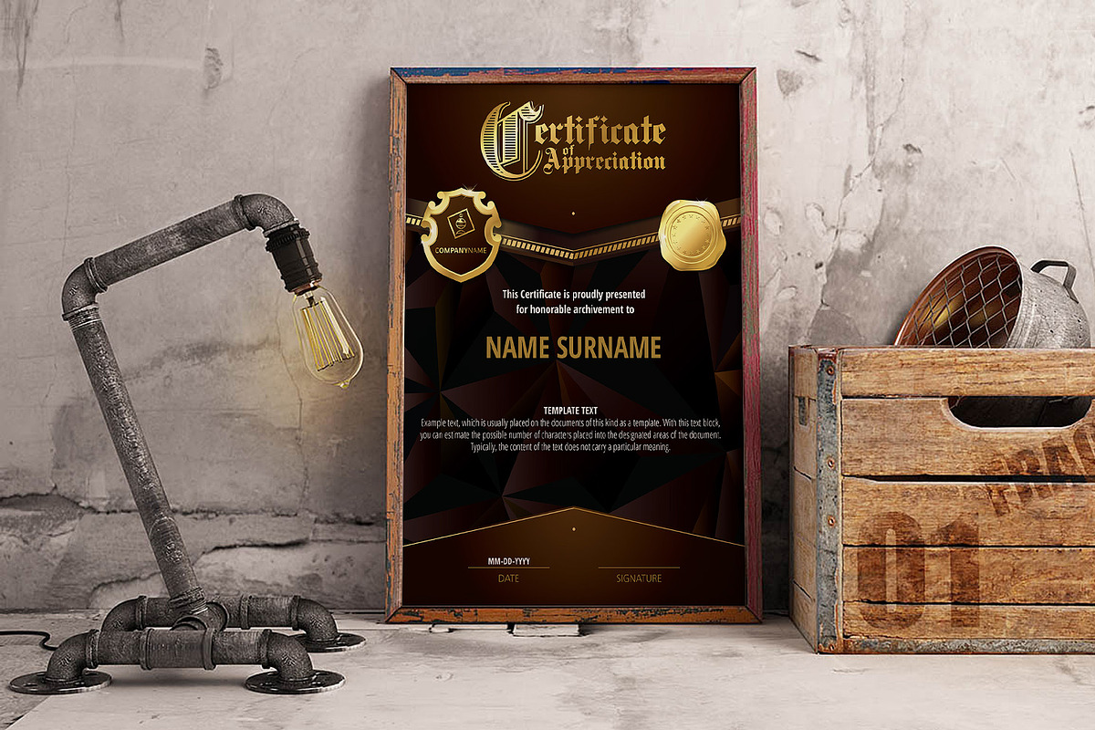 Appreciation Certificate Templates, a Stationery Template by inshader (Photo 12 of 18)