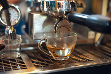 Preparing coffee with coffee maker, a Photo by Art Rachen