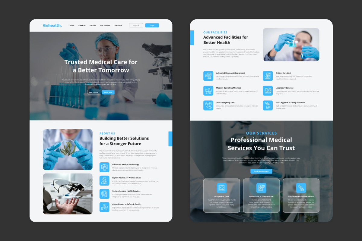 Gohealth - Medical Website Template, an UI Kit Template by Kmg Design (Photo 2 of 3)