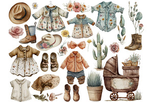 Baby Cowgirl Clipart Collection