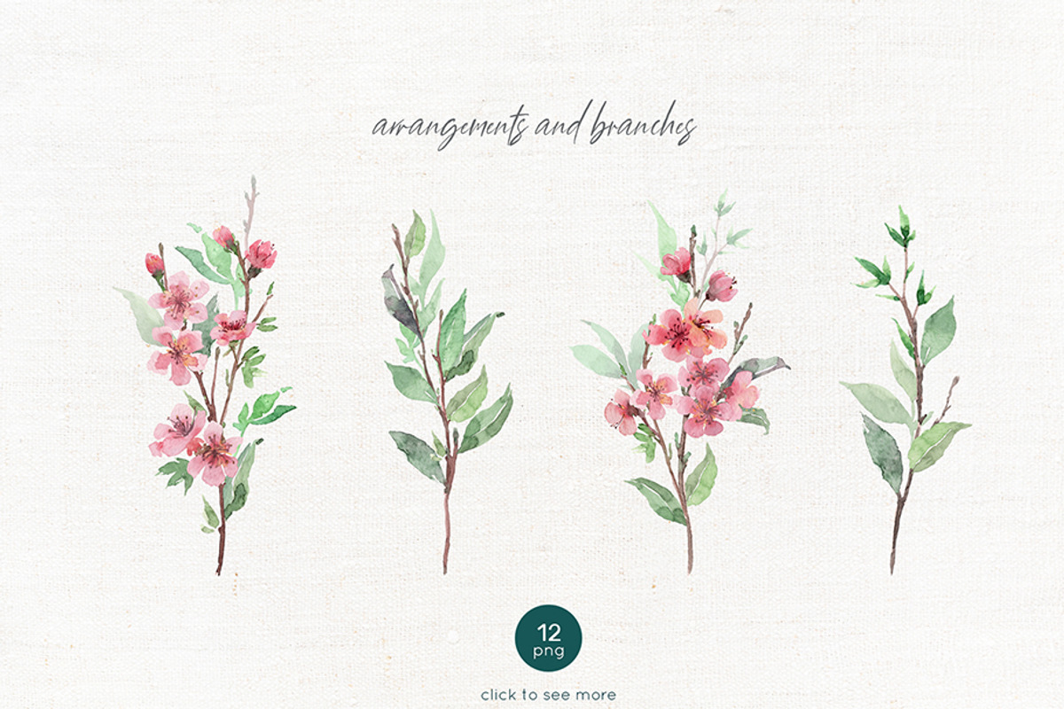 Spring blooming watercolor set, a Decorative Illustration by ArtPavo (Photo 4 of 8)