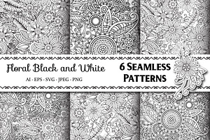 6 Floral Seamless Patterns