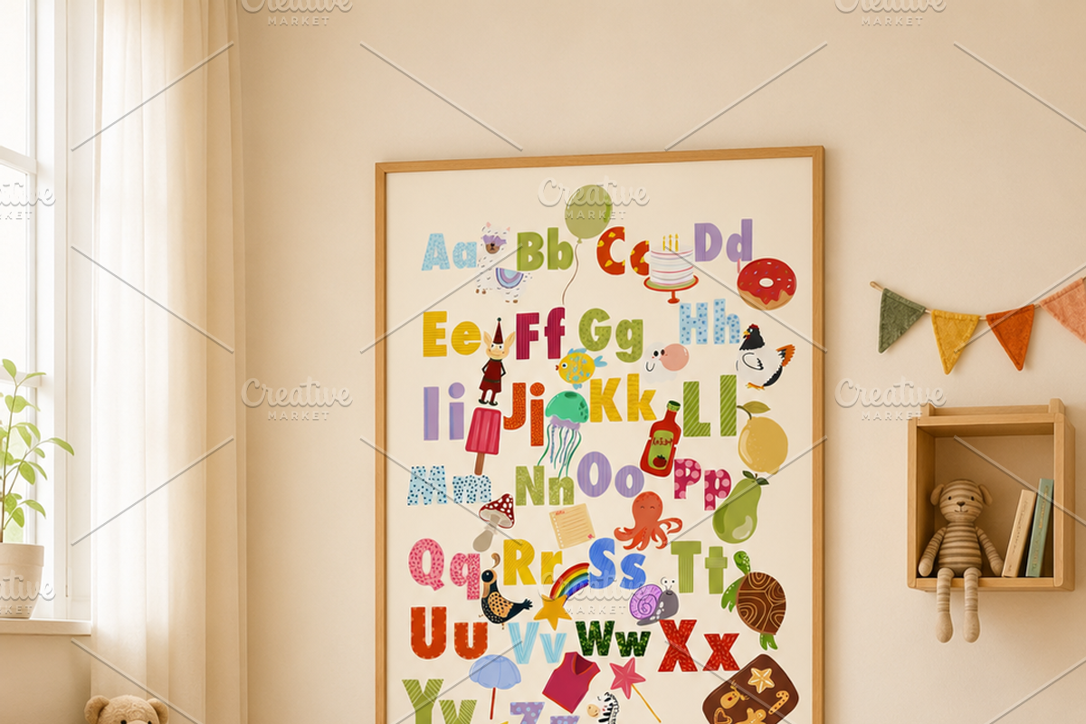 Alphabet Nursery Print: Hand Painted, an Education Illustration by Oleksandra Illustrates (Photo 3 of 12)