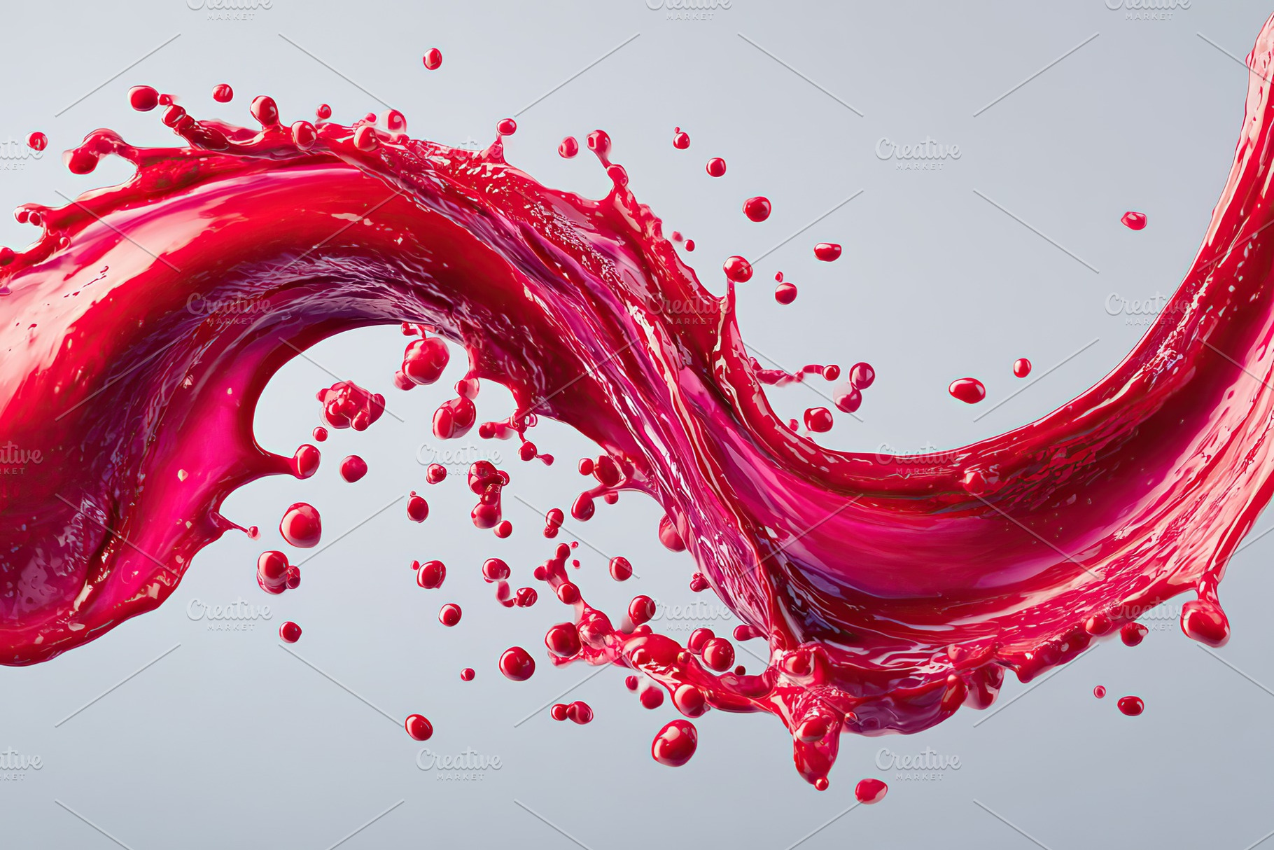 Vibrant red paint splash creates dynamic movement against light background, an Arts & Entertainment Photo by AlyaAnd