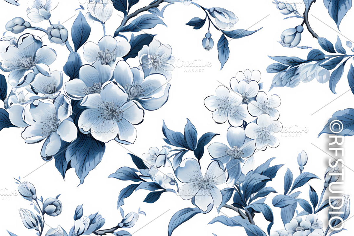 CHINOISERIE SPRING BLOSSOMS Seamless, a Texture Illustration by RefinedFantasyStudio (Photo 9 of 9)