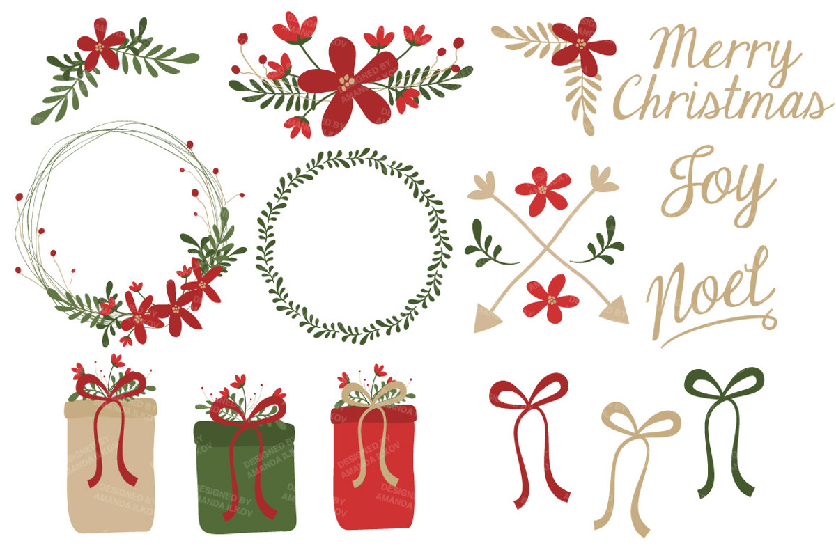 Whimsical Christmas Clipart & Papers, an Illustration by Amanda Ilkov (Photo 3 of 5)
