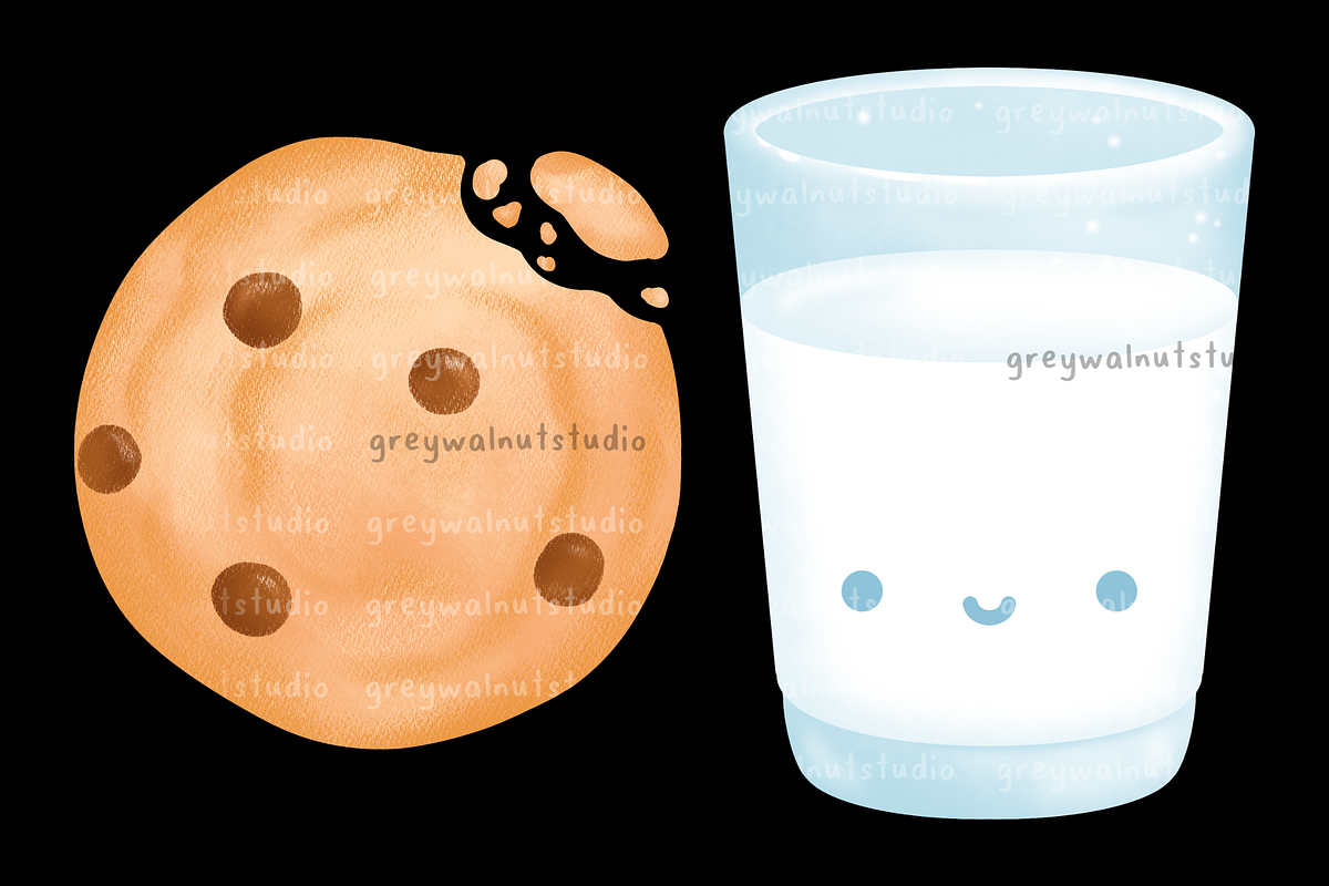 Milk and Cookies Clipart, an Illustration by greywalnutstudio (Photo 3 of 3)