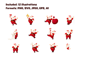 Cheerful Santa Claus vector set, a Seasonal Illustration by Olga Proz (Thumbnail 7 of 7)