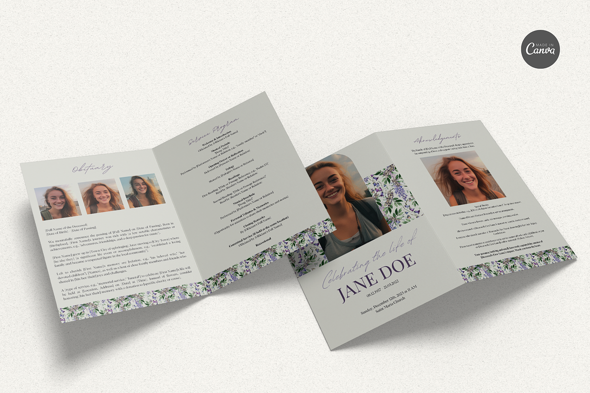 Funeral Program Template Set I Canva, an Invitation Template by The Social Stuff (Photo 4 of 10)
